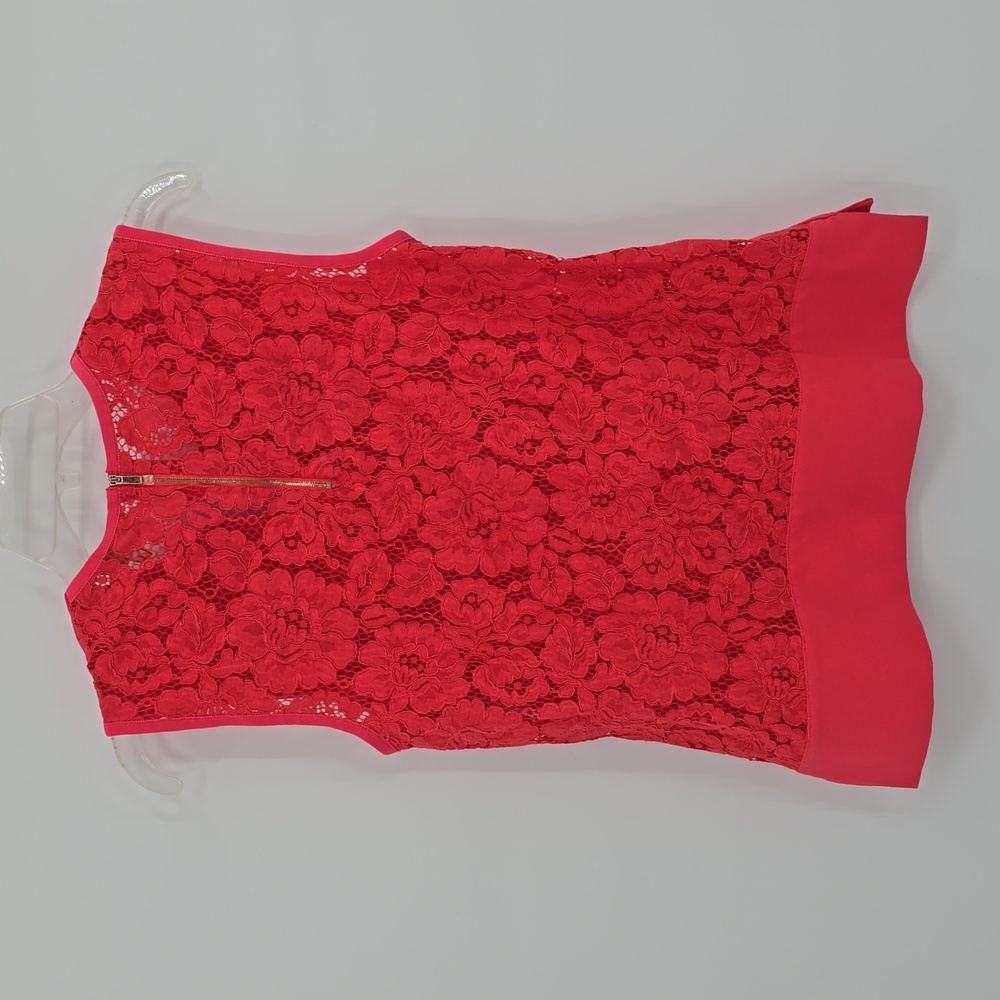 Ted Baker Coral Polyester Lace Back V-neck Sleeveless Blouse Women’s Size 0 - Picture 4 of 7